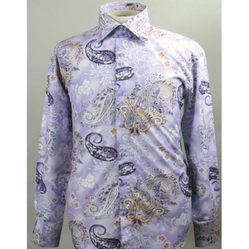 Daniel Ellissa Lavender Fancy Polyester Shirt With Button Cuff FSS1412